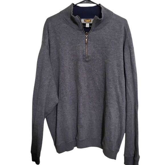 The Foundry Mens Gray Sweater Knit 100% Cotton 1/4 Zip Pullover, 2XL - Picture 1 of 6